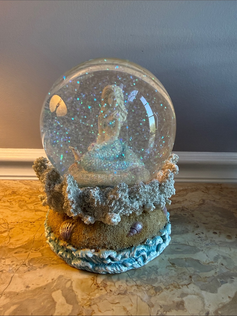 Decorative Mermaid Musical Snow Globe - Ocean Blue Home Art
